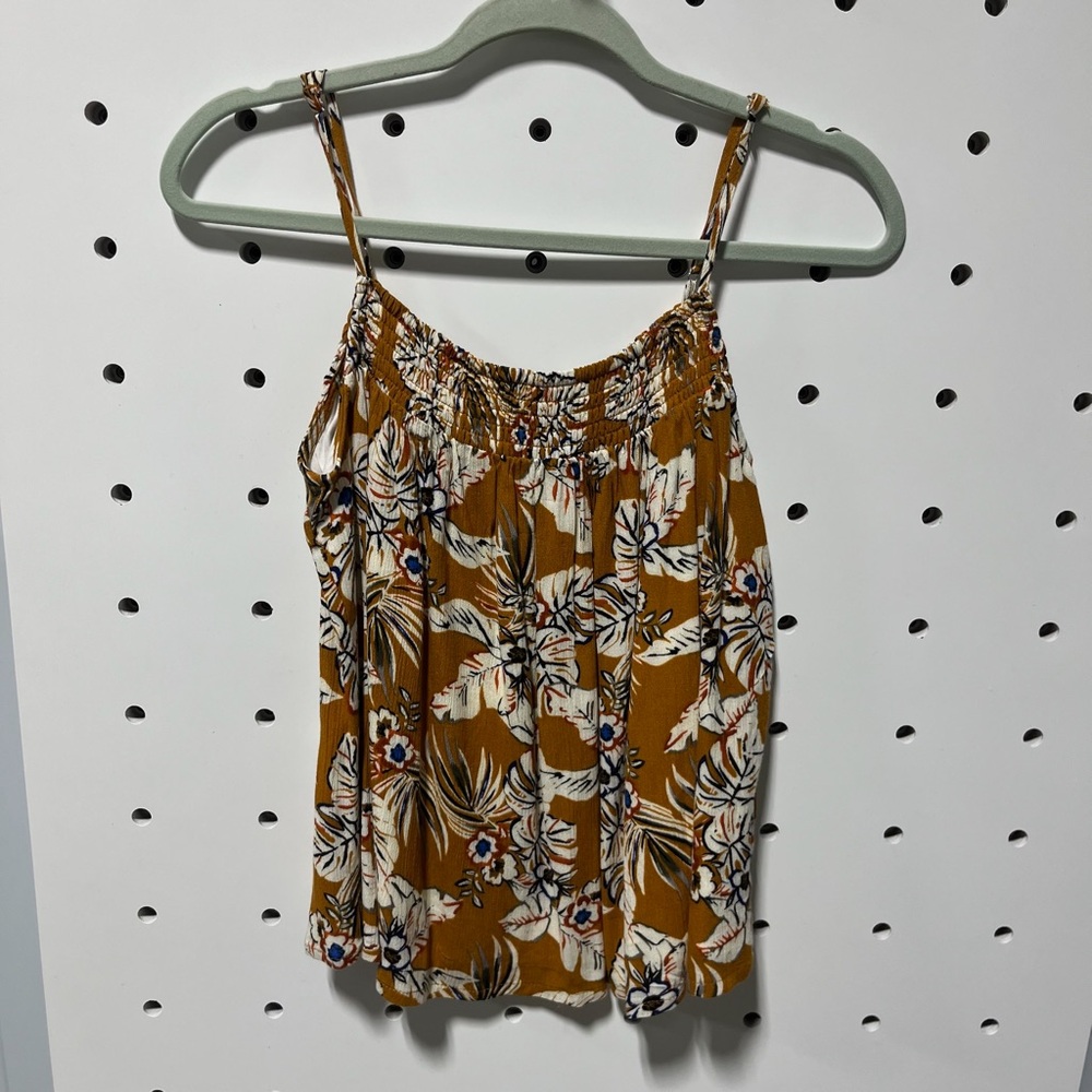 Evereve Womens Floral Logan Smocked Square Neck Top Size S